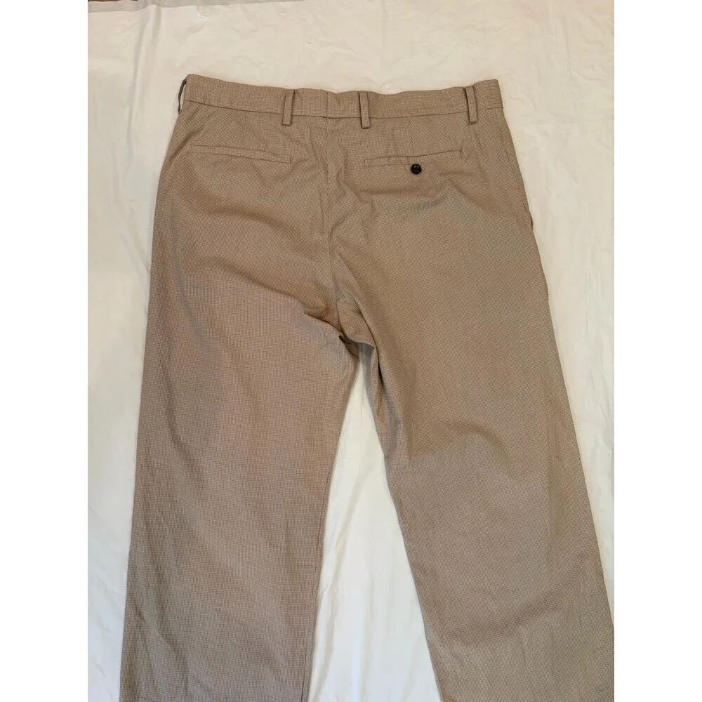 Banana Republic Pants Men's 36x30 Tan Plaid Flat Front 100% Cotton